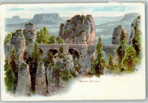 Wehlen Stadt Bastei Brücke Lithographie
