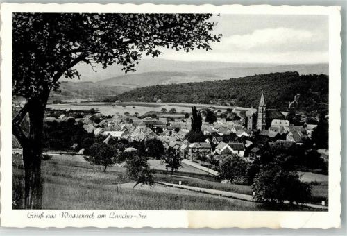 Wassenach Panorama des Ortes mit der Kirche St. Remigius