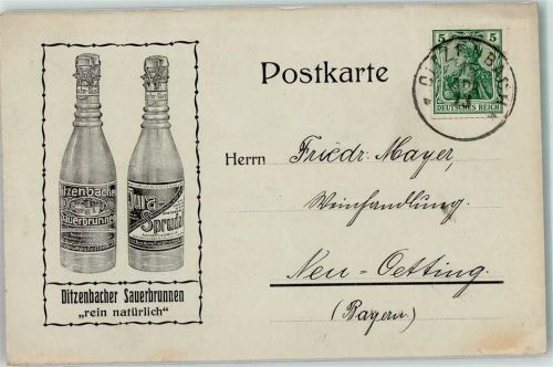 Bad Ditzenbach 1913 Ditzenbacher Sauerbrunnen Versandtkarte