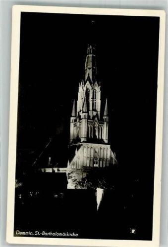 Demmin St. Bartholomäikirche bei Nacht VEB Reprocolor