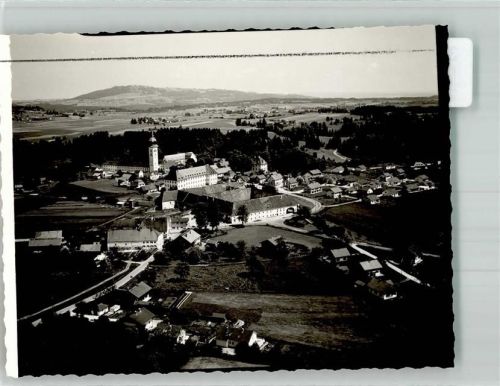 Rottenbuch Fliegeraufnahme vom Kloster mit Kirche Mariä Geburt Foto Original aus Archiv eines Ansichtskartenverlages Ort handschriftlich Farbstrich im Bild