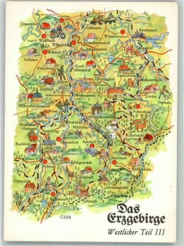 Marienberg Landkarte Erzgebirge Westlicher Teil III