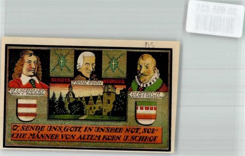 Schloß Neuhaus 1921 3 Mark Bischoff Ferdinand Franz Egon