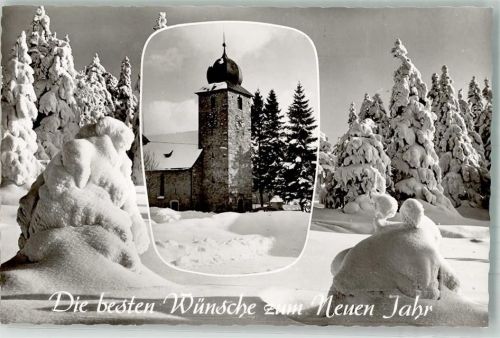 Schluchsee Die St. Nikolaus Kirche zwischen verschneiten Tannen Neujahr