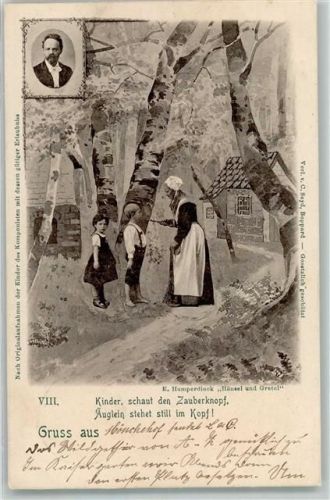 1899 Wald Frau Kinder Haus sign. Humperdinck Karte VIII zusammen 9 AK