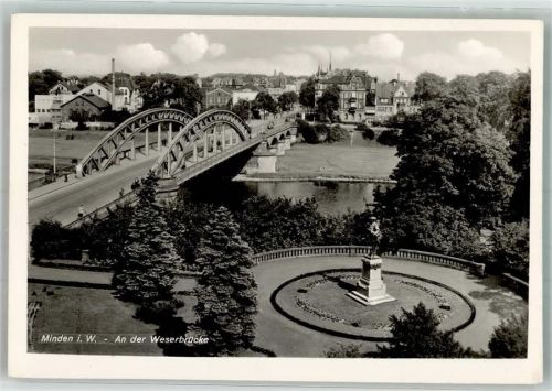 Minden Weserbrücke mit Denkmal Großer Kurfürst