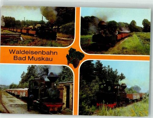 02953 O7582 Bad Muskau Foto AK Eisenbahn Waldeisenbahn Schmalspurbahn