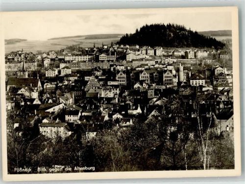 Pößneck Panorama des Ortes mit Rathaus Stadtkirche und Weißem Turm Fotograf Kohl-Otte
