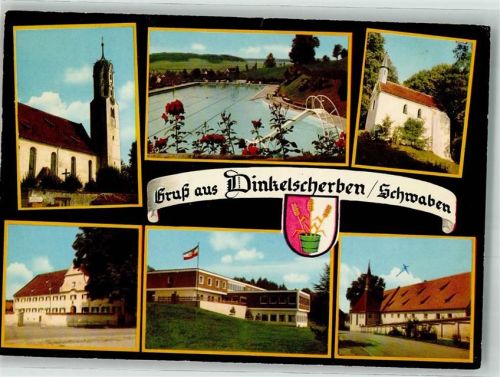 Dinkelscherben 1976 Wappen Kirche Schwimmbad