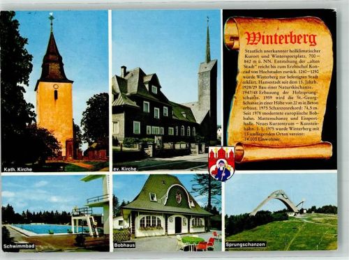 Winterberg 1981 Kath. Kirche Ev. Kirche Schwimmbad Gasthaus Bobhaus Sprungschnaze Chronik