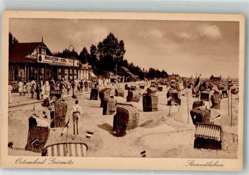 Grömitz Gasthaus Werbung Holsten-Edel Schwimmbad Strandleben