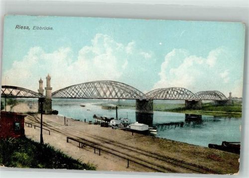 Riesa 1908 Elbbrücke Raddampfer Verlag Zieher, Ottmar