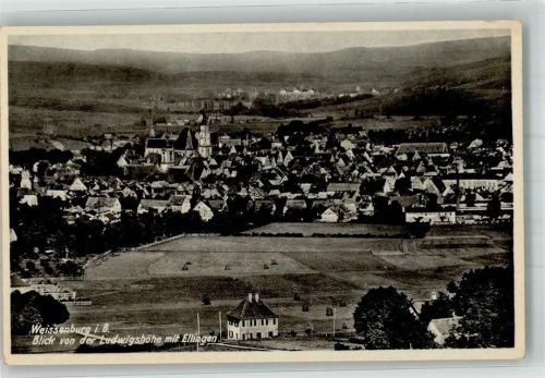 Weißenburg Panorama des Ortes mit der St.-Andreas-Kirche und Ellingen