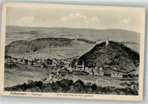 Falkenstein 1914 Panorama des Ortes mit Burgruine Falkenstein