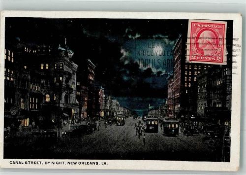 New Orleans 1920 Straßenbahn Canal Street Briefmarke Bildseite