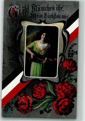 1916 Frau Gitarre Nelken R. u. K.L. Serie 2653/4