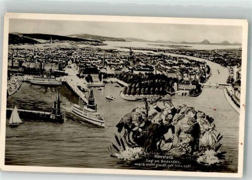 Konstanz Ein Froschorchester vor dem Panorama der Stadt