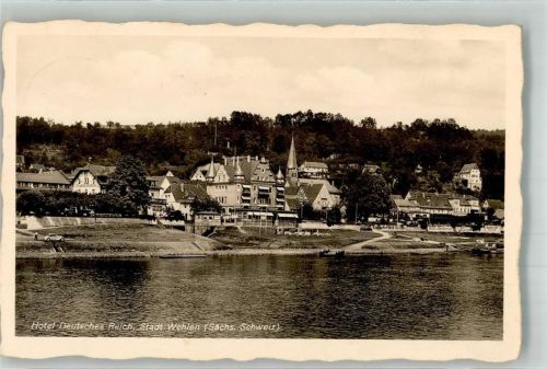 Wehlen Stadt 1937 Panorama des Ortes an der Elbe mit Hotel Deutsches Reich
