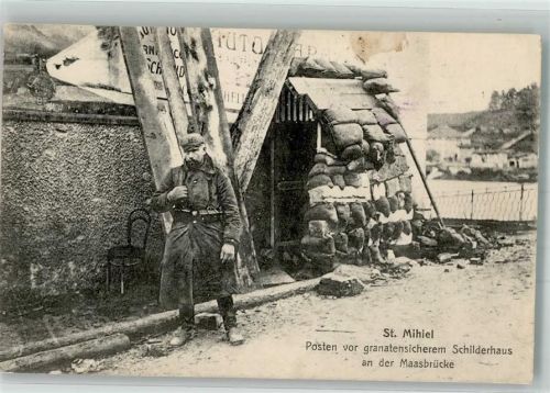 Saint-Mihiel 1915 Feldpost WK I Bayr.Inf.Bgt.Nr. 4 5. Komp. Schilderhaus Maasbrücke