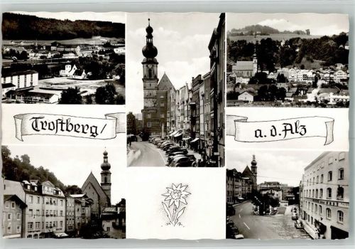 Trostberg 1954 Hotel Kirche Auto