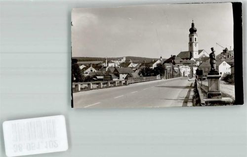 Roding Regenbrücke mit Stadtpfarrkirche St. Pankratius Foto Original aus Archiv eines Ansichtskartenverlages Ort handschriftlich