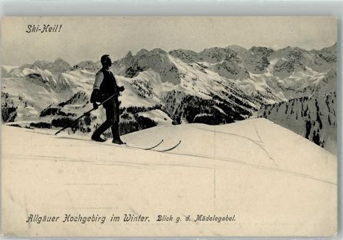 Ski Heil Allgäuer Hochgebirge Blick g. d. Mädelgabel