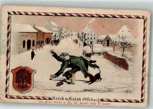 Offenbach Winter Mann Hund Sagen