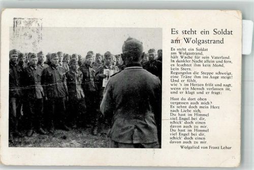 Text des Liedes Es steht ein Soldat am Wolgastrand von Franz Lehar Lieder AK Fotograf Horst Freege Verlag Robert Franke 21