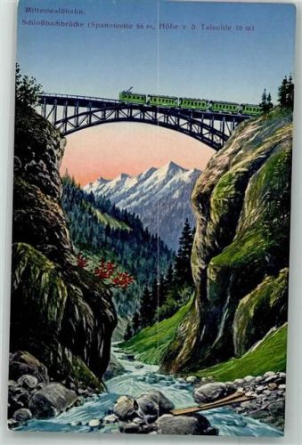 6170 Zirl Künstlerkarte Schloßbachbrücke der Mittenwaldbahn