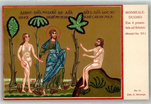 Monreale Mosaik aus dem XII. Jahrhundert Eva wird Adam vorgestellt in der Kathedrale