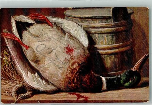 1919 Eine erlegte Ente Jagdtiere Künstlerkarte