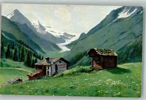 Werbung F.L. Cailler's Milch-Schokolade Almhütte im Hochgebirge