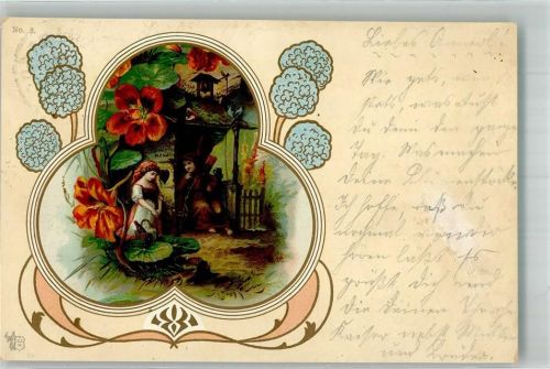 1905 Jugendstil Kinder Kapuzinerkresse
