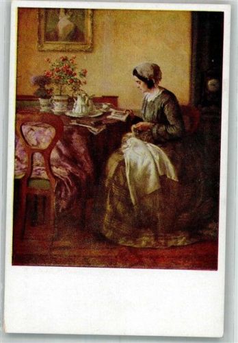 sign. Schuster K.M. Frau Gedeckte Tisch