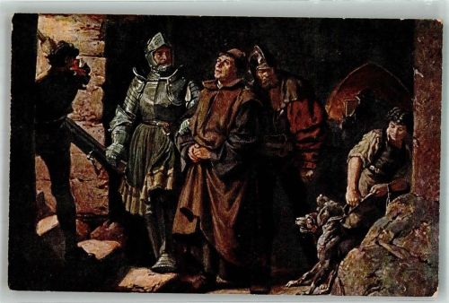 Eisenach 1929 sign. Thumann Luthers Ankunft auf der Burg Reformationszimmer Wartburg
