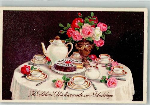 Eine gedeckte Festtafel anläßlich des Geburtstages Rosen Nr. 1108