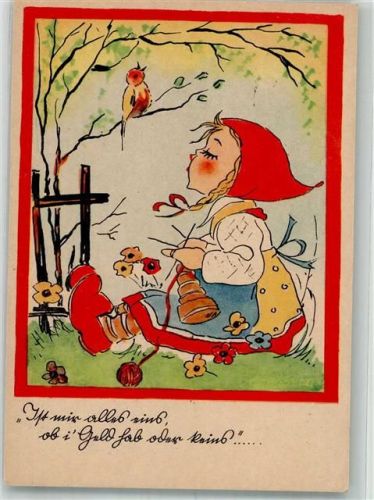 Mädchen und Vogel beim Gesangsduett Wächter-Verlag 5.057