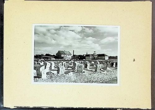 Duhnen Foto montiert auf Karton Strand vor Hotel Meeresbrandung und Lesehalle Fotograf Otto Schulze