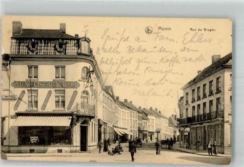 Menen Geschäft Rue de Bruges Feldpost WK I Bayer.Funkerkmdo 6
