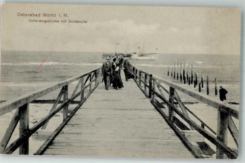 Graal-Müritz Seebrücke beim Ankunft des Seebäderschiffes Verlag Julius Simonsen Nr. 7057