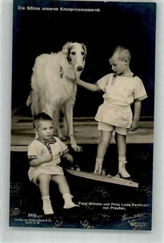 Prinz Wilhelm mit Bruder und Windhund Verlag Gustav Liersch 2335