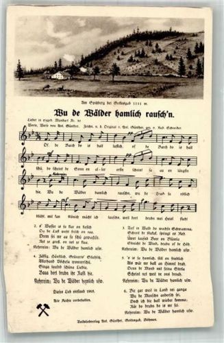 Text und Melodie des Liedes Wu de Wälder hamlich rausch'n von Anton Günther
