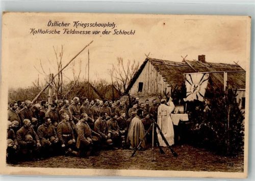 Landser in Uniform bei einem Feldgottesdienst WK I Östlicher Kriegsschauplatz 1915 Gebrauchsspuren