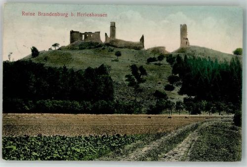 Herleshausen 1912 Bahnpost Eisenach Frankfurt Zug 844 12.9.12 Ruine Brandenburg