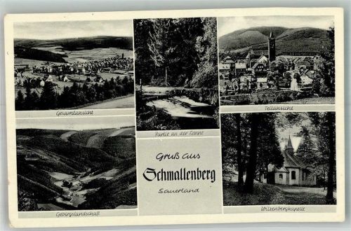 Schmallenberg Panorama des Ortes an der Lenne St. Alexander Kirche Wilzenbergkapelle