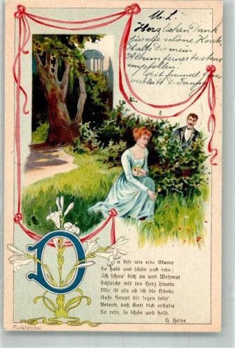 1902 D Jugendstil Frau Gedicht H. Heine