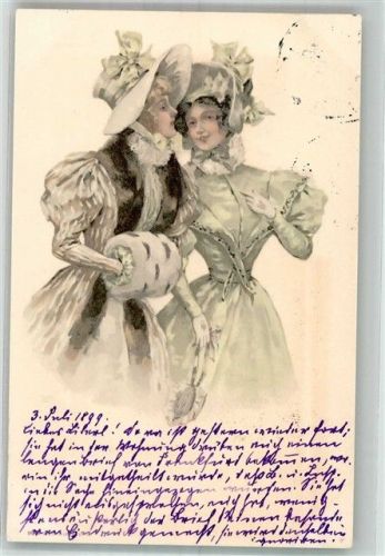 1899 Zwei elegante junge Frauen Hutmode Adelskorrespondenz