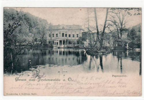 Bad Freienwalde Gruß aus Freienwalde a.d. Oder. Abgebildet ist die Papenmühle. Postalisch befördert mit Marke 1900. Gute Erhaltung.