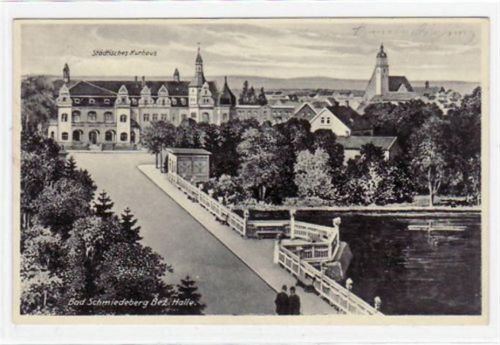 Bad Schmiedeberg Bad Schmiedeberg mit Städtischen Kurhaus gelaufen von 1935, Marke entfernt. Gute Erhaltung.