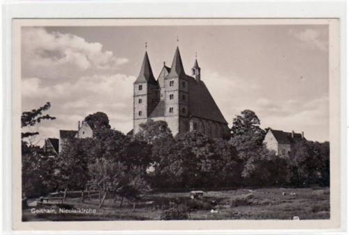 Geithain Geithain mit Nicolaikirche gelaufen, Marke entfernt. Kleine Beschädigung am Rand unten links, sonst gut erhalten.